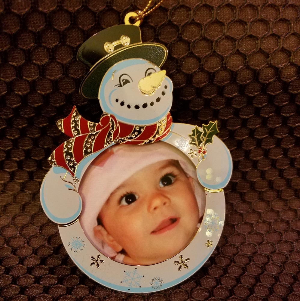 Baldwin Brass snowman photo ornament
